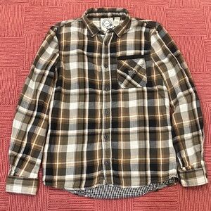 Diesel Brown White black Plaid cotton flannel long sleeve button up Shirt